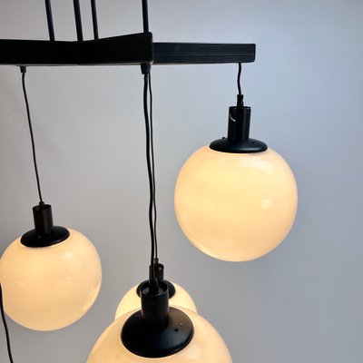 Large Mid-Century Hanging Lamp with 5 White Bols, 1970s-RMX-1195678