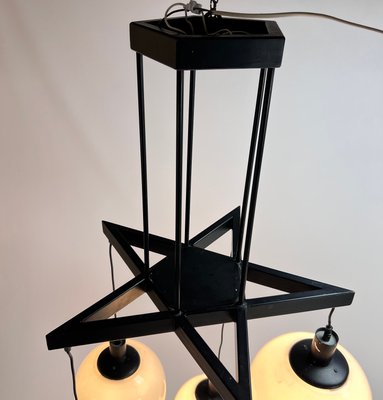 Large Mid-Century Hanging Lamp with 5 White Bols, 1970s-RMX-1195678