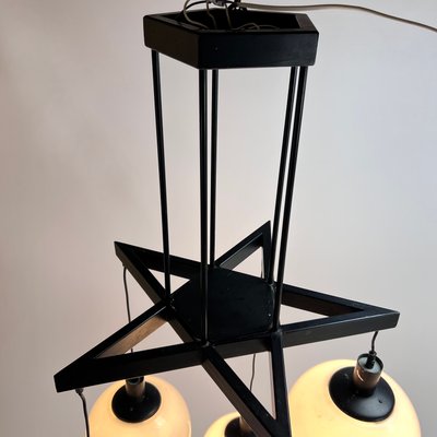 Large Mid-Century Hanging Lamp with 5 White Bols, 1970s-RMX-1195678