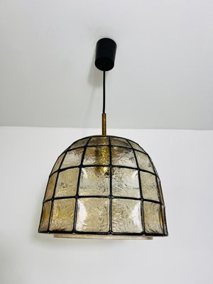 Large Mid-Century Iron and Glass Pendant Lamp attributed to Glashütte Limburg, 1960s-PUK-2020861