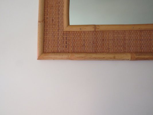 Large Mid-Century Italian Bamboo and Cane Wall Mirror from Vera Dal, 1960s-UKG-1378691