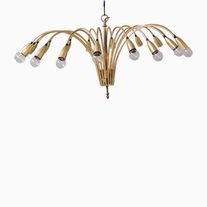 Large Mid-Century Italian Brass 18 Arm Chandelier-JRP-1756046