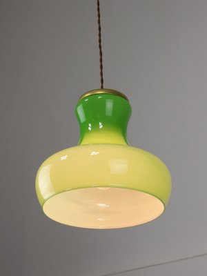 Large Mid-Century Italian Brass and Glass Pendant Lamp-HGJ-1756892