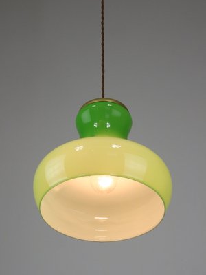 Large Mid-Century Italian Brass and Glass Pendant Lamp-HGJ-1756892