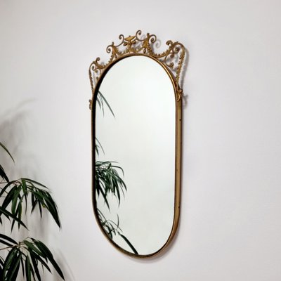 Large Mid-Century Italian Brass Mirror, Italy, 1960s-PUG-1778136