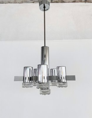 Large Mid-Century Italian Chrome and Glass Sputnik Chandelier attributed to Gaetano Sciolari, 1960s-VNE-1438293