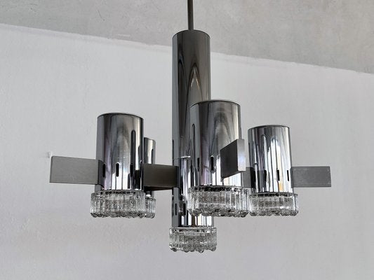 Large Mid-Century Italian Chrome and Glass Sputnik Chandelier attributed to Gaetano Sciolari, 1960s-VNE-1438293