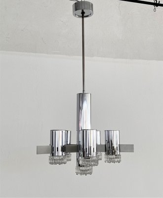 Large Mid-Century Italian Chrome and Glass Sputnik Chandelier attributed to Gaetano Sciolari, 1960s-VNE-1438293