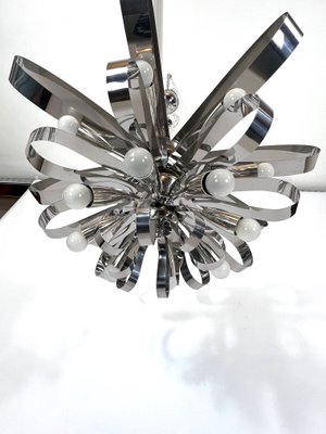 Large Mid-Century Italian Chrome Chandeliers, 1970s, Set of 2-OT-1130565