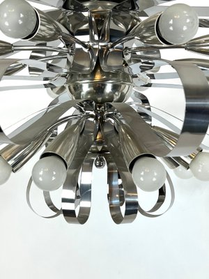 Large Mid-Century Italian Chrome Chandeliers, 1970s, Set of 2-OT-1130565