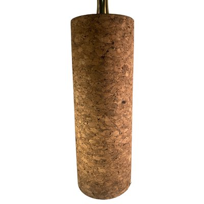 Large Mid-Century Italian Cork and Brass Table Lamp-BHG-1345134