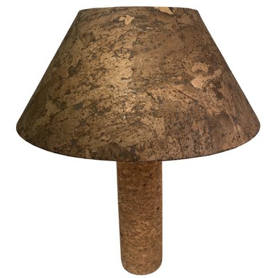 Large Mid-Century Italian Cork and Brass Table Lamp-BHG-1345134