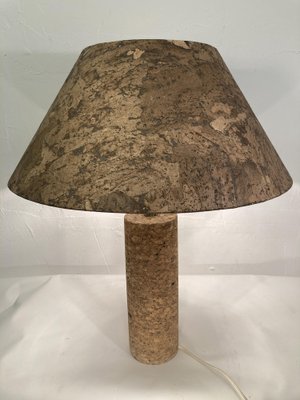 Large Mid-Century Italian Cork and Brass Table Lamp-BHG-1345134