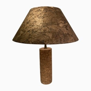 Large Mid-Century Italian Cork and Brass Table Lamp-BHG-1345134