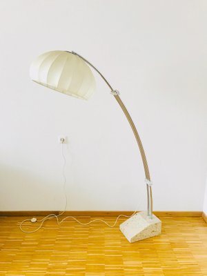 Large Mid-Century Italian Marble Base Cocoon Floor Lamp, 1960s-PUK-617887