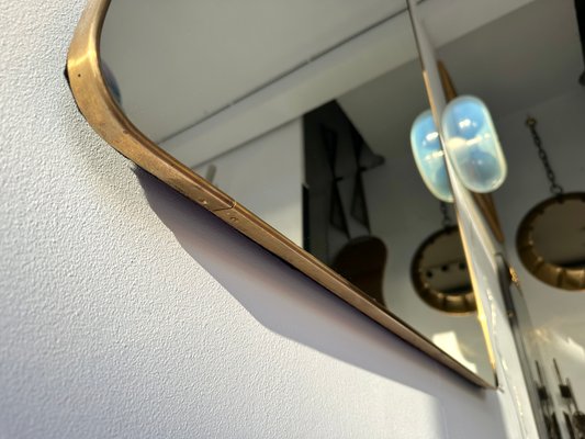 Large Mid-Century Italian Mirror with Brass Frame, 1950s-FUE-1758673