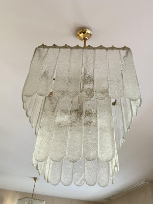 Large Mid-Century Italian Murano Glass and Brass Chandeliers, 1960s, Set of 2-YST-2031606