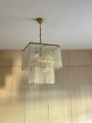 Large Mid-Century Italian Murano Glass and Brass Chandeliers, 1960s, Set of 2-YST-2031606