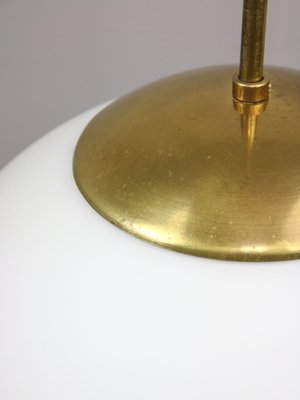 Large Mid-Century Italian Opaline & Brass Sphere Pendant Lamp-HGJ-1787641