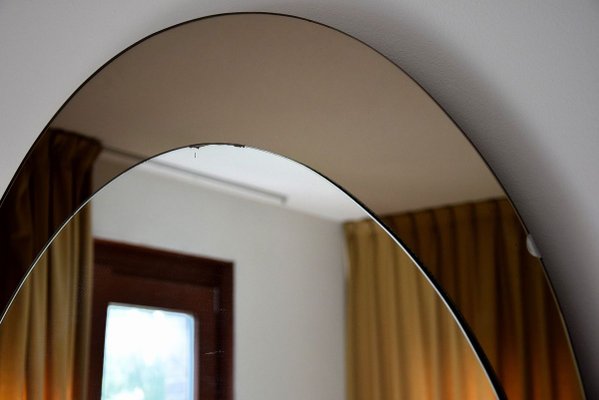 Large Mid-Century Italian Oval Mirror from Cristal Arte-IEI-728598