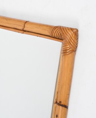 Large Mid-Century Italian Rectangular Mirror with Double Bamboo Cane Frame, 1970s-JDR-1310728