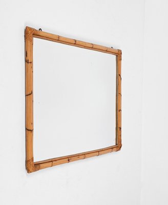 Large Mid-Century Italian Rectangular Mirror with Double Bamboo Cane Frame, 1970s-JDR-1310728