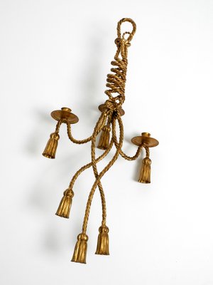 Large Mid-Century Italian Regency Gilt Iron Wall Candleholder from Li Puma Firenze, 1960s-RR-1718704