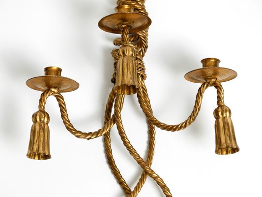 Large Mid-Century Italian Regency Gilt Iron Wall Candleholder from Li Puma Firenze, 1960s-RR-1718704