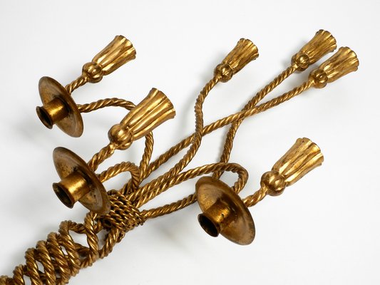 Large Mid-Century Italian Regency Gilt Iron Wall Candleholder from Li Puma Firenze, 1960s-RR-1718704