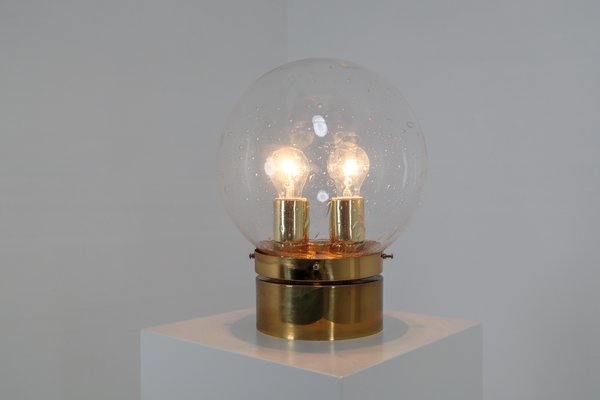 Large Mid-Century Light in Brass with Handblown Glass Globe, 1970s-TRW-1797070