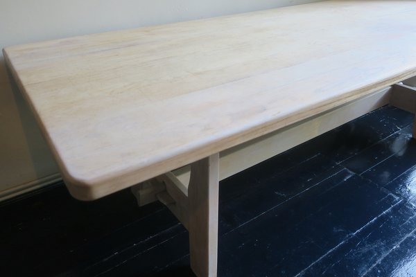 Large Mid-Century Limed Oak Dining Table-ED-1794775