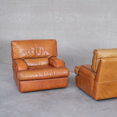 Large Mid-Century Lounge Chairs in Leather, Set of 2-JRP-1253994