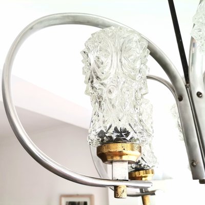 Large Mid-Century Modern Aluminium and Glass Sputnik Chandelier, 1950s-SCS-1001775