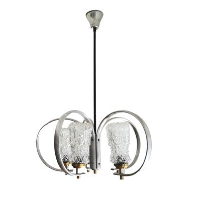 Large Mid-Century Modern Aluminium and Glass Sputnik Chandelier, 1950s-SCS-1001775