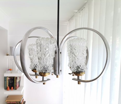 Large Mid-Century Modern Aluminium and Glass Sputnik Chandelier, 1950s-SCS-1001775