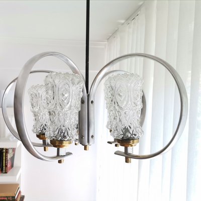 Large Mid-Century Modern Aluminium and Glass Sputnik Chandelier, 1950s-SCS-1001775