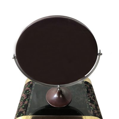 Large Mid-Century Modern Brown Plastic & Steel Adjustable Table Mirror-LYQ-1171810