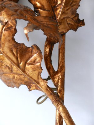 Large Mid-Century Modern Gilt Metal Three Flamed Thistle Flower Sconce, 1960s-WPT-1112851