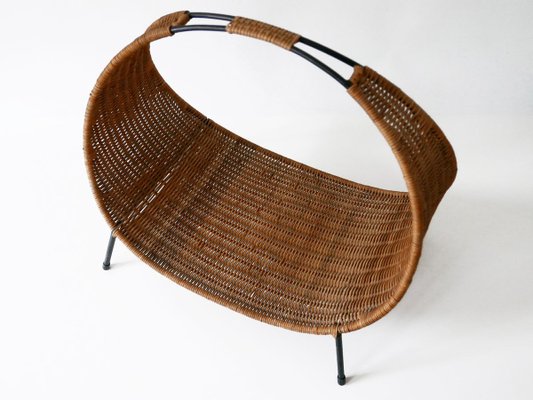 Large Mid-Century Modern Italian Wicker Magazine Rack or Stand, 1960s-WPT-831868