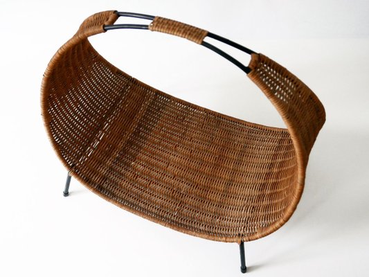 Large Mid-Century Modern Italian Wicker Magazine Rack or Stand, 1960s-WPT-831868