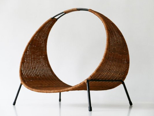 Large Mid-Century Modern Italian Wicker Magazine Rack or Stand, 1960s-WPT-831868