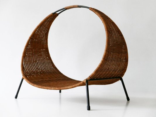 Large Mid-Century Modern Italian Wicker Magazine Rack or Stand, 1960s-WPT-831868