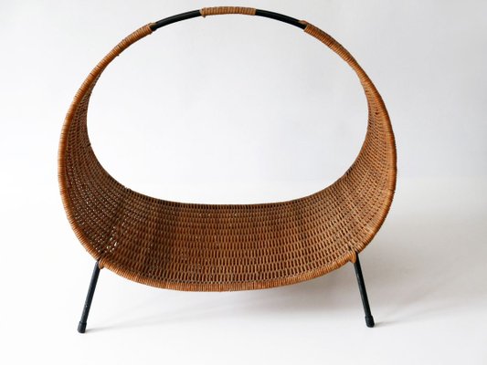 Large Mid-Century Modern Italian Wicker Magazine Rack or Stand, 1960s-WPT-831868