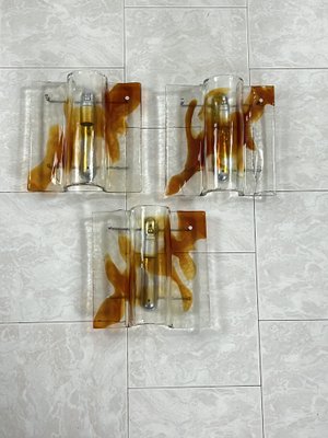 Large Mid-Century Murano Glass Wall Lamps, 1960s, Set of 3-YST-2041152