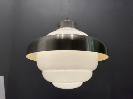 Large Mid-Century Opaline Glass Light Pendant-JJC-1319945