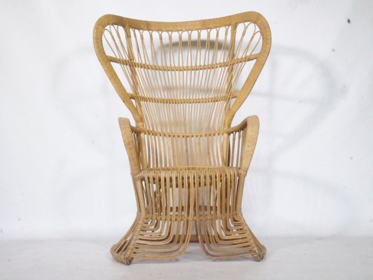 Large Mid-Century Peacock Rattan Chair from Rohé Noordwolde, 1970s-LVS-1384351