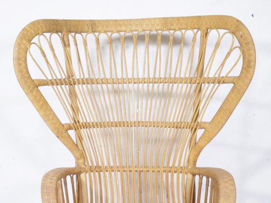 Large Mid-Century Peacock Rattan Chair from Rohé Noordwolde, 1970s-LVS-1384351