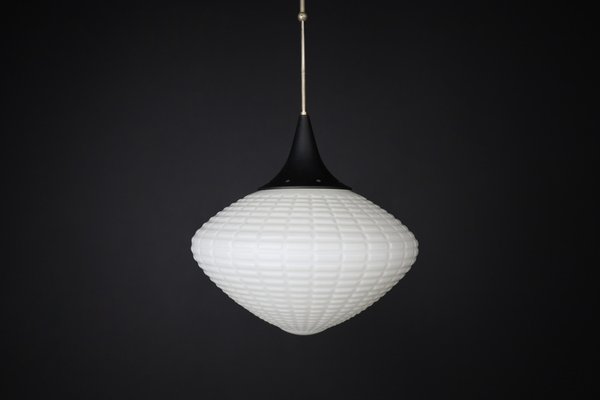 Large Mid-Century Pendant in Opaline Glass, Europe, 1950s-TRW-1812093