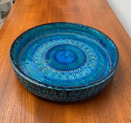 Large Mid-Century Rimini Blu Pottery Bowl by Aldo Londi for Bitossi, Italy, 1960s-UAH-1417517