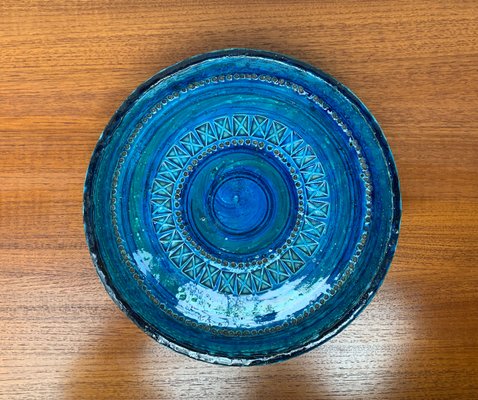 Large Mid-Century Rimini Blu Pottery Bowl by Aldo Londi for Bitossi, Italy, 1960s-UAH-1417517